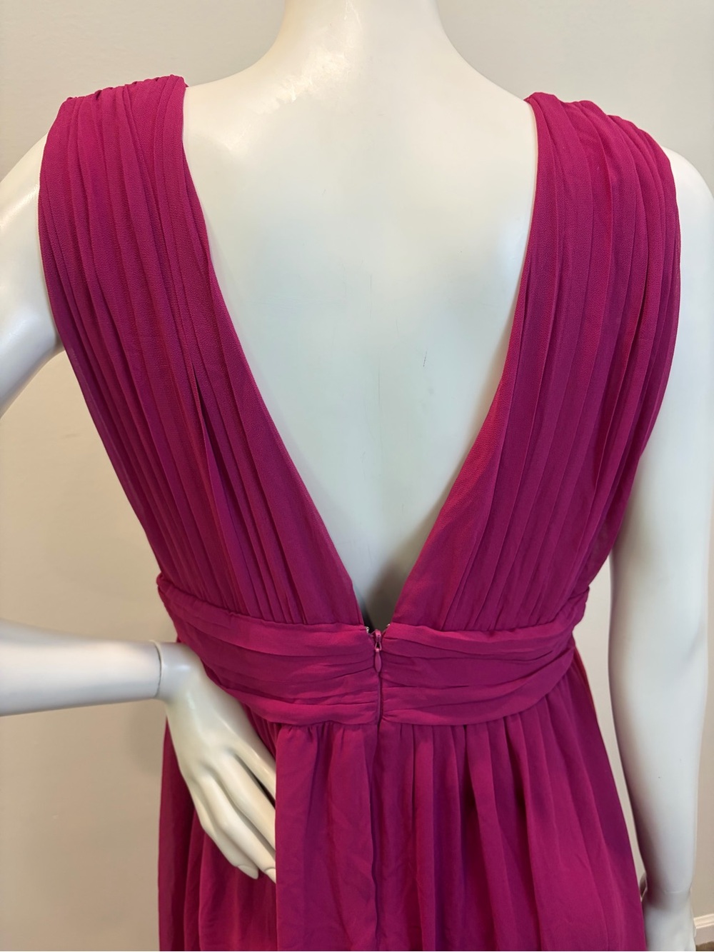 NWT LULU’S Heavenly Hues Magenta Maxi Dress Plunge Chiffon Gown - Picture 5 of 9